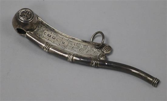 A Victorian silver bosuns call, Hilliard & Thomason, Birmingham, 1877?,